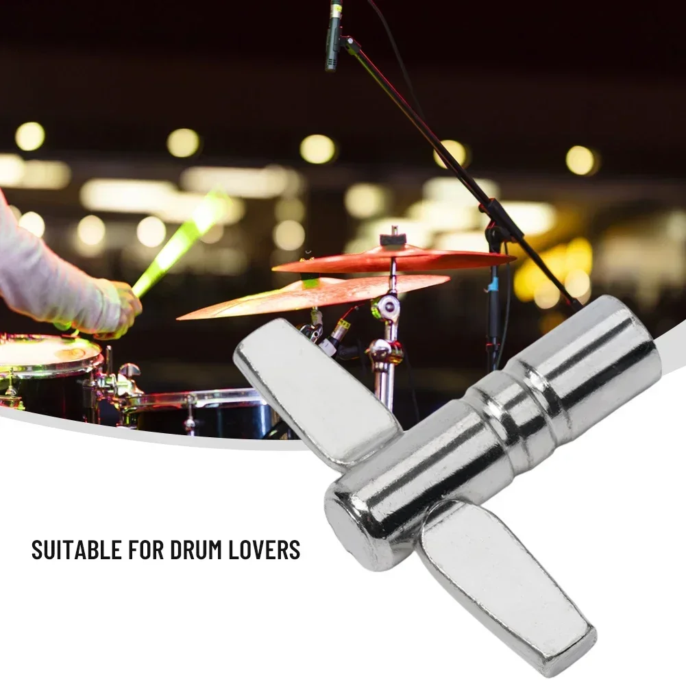 Drum Tuning Key Adjusting Wrench Silver Metal T-shaped 4 Square Hole Wrench Percussion Instrument Accessory Tool