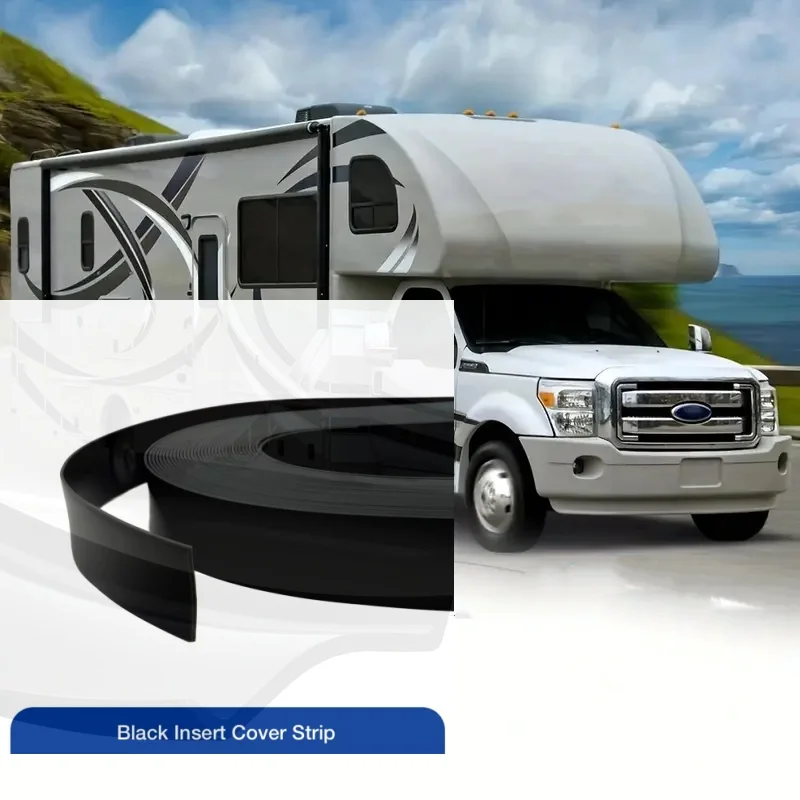 Motorhome Caravan 1M×25mm Black Insert Cover Strip Door Window Weather Strip For RV Opening Window Rubber Seal Car Accessories