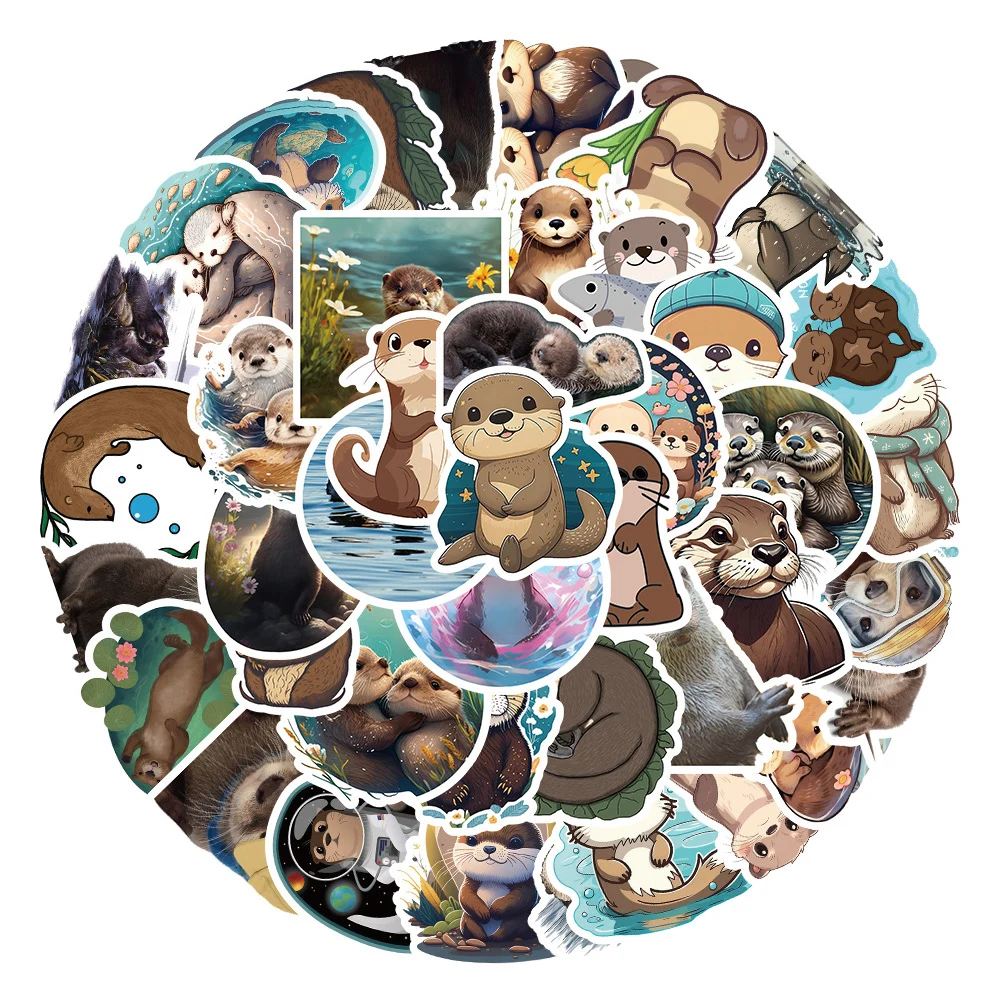 10/30/50pcs Cute Animal Cartoon Beaver Otter Stickers for Kids DIY Stationery Car Scrapbooking Waterproof Kids DIY Decals Gifts