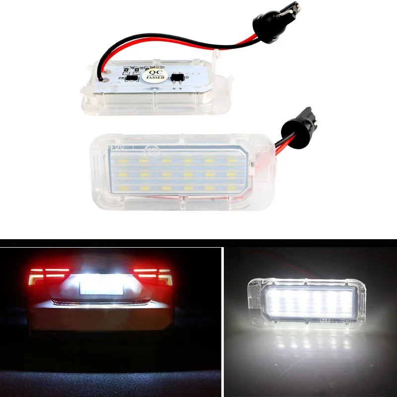 For Ford Focus 5D Fiesta Mondeo MK4 C-Max MK2 S-Max Kuga Galaxy 2Pcs Canbus LED Number License Plate Light Lamp 6000k White 12V