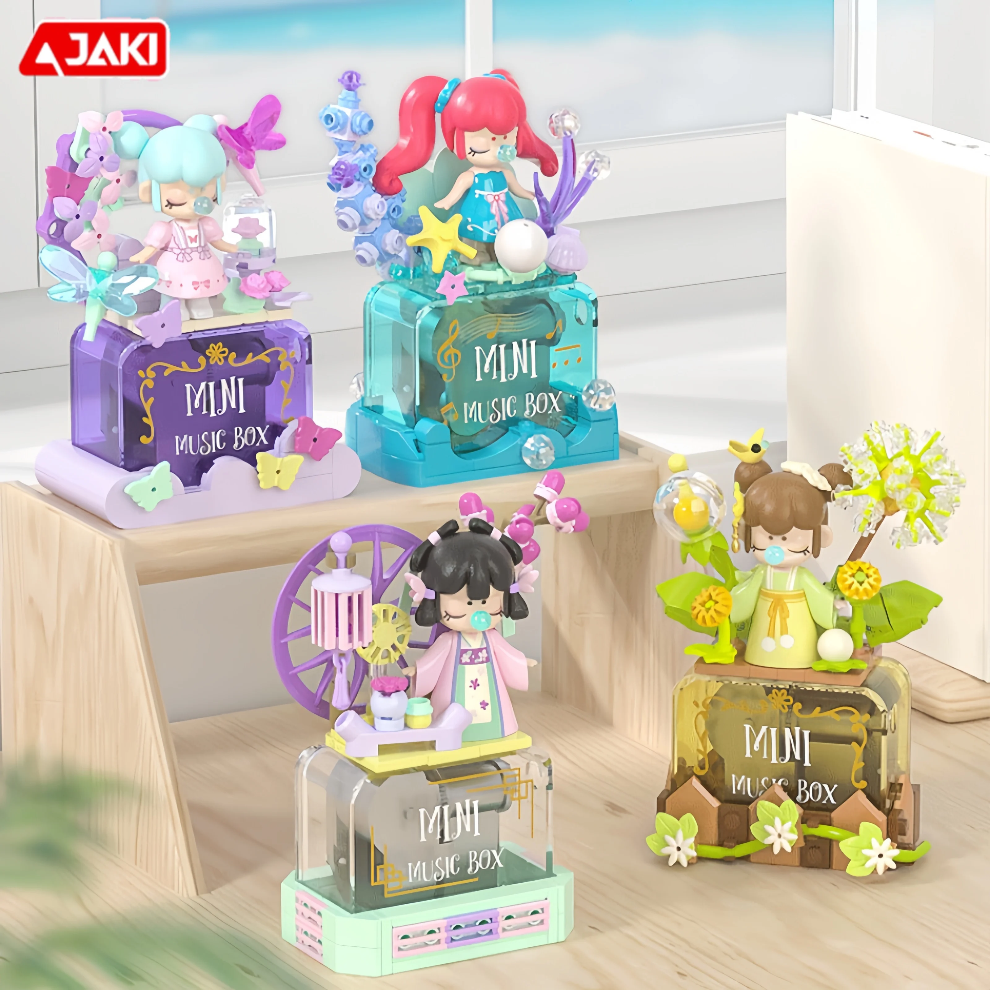 

Строительные блоки JAKI Nanci, музыкальная шкатулка с ручным управлением, сборные игрушечные модели, настольная коллекция, украшения, подарки на день рождения