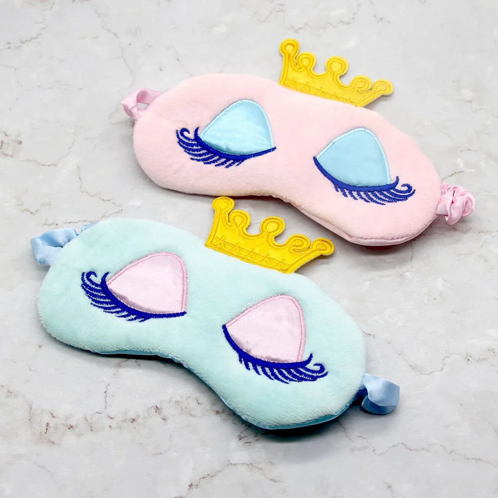 2 قطعة قناع عين الكرتون تاج تصميم ضوء حجب غطاء النوم لليوجا السفر قيلولة هدية النوم اييشادي الغمامة لصقة عين #1