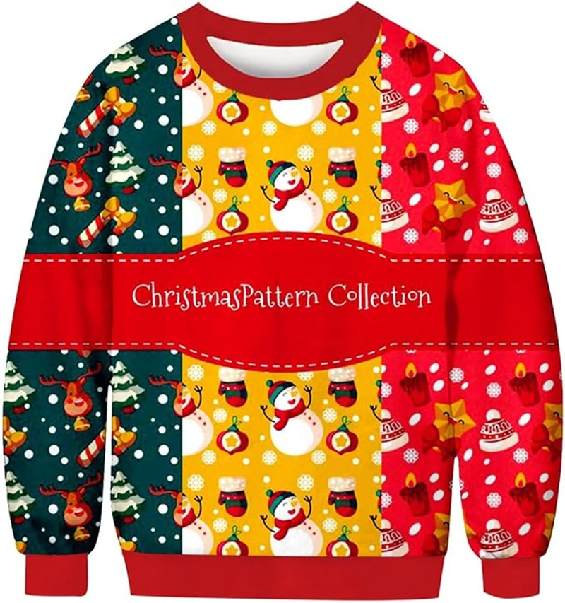 Ugly Christmas Sweater Men Women New 3d Printed Christmas Pattern Sweatshirt Fashion Unisex Autumn Funny Party Men Clothing