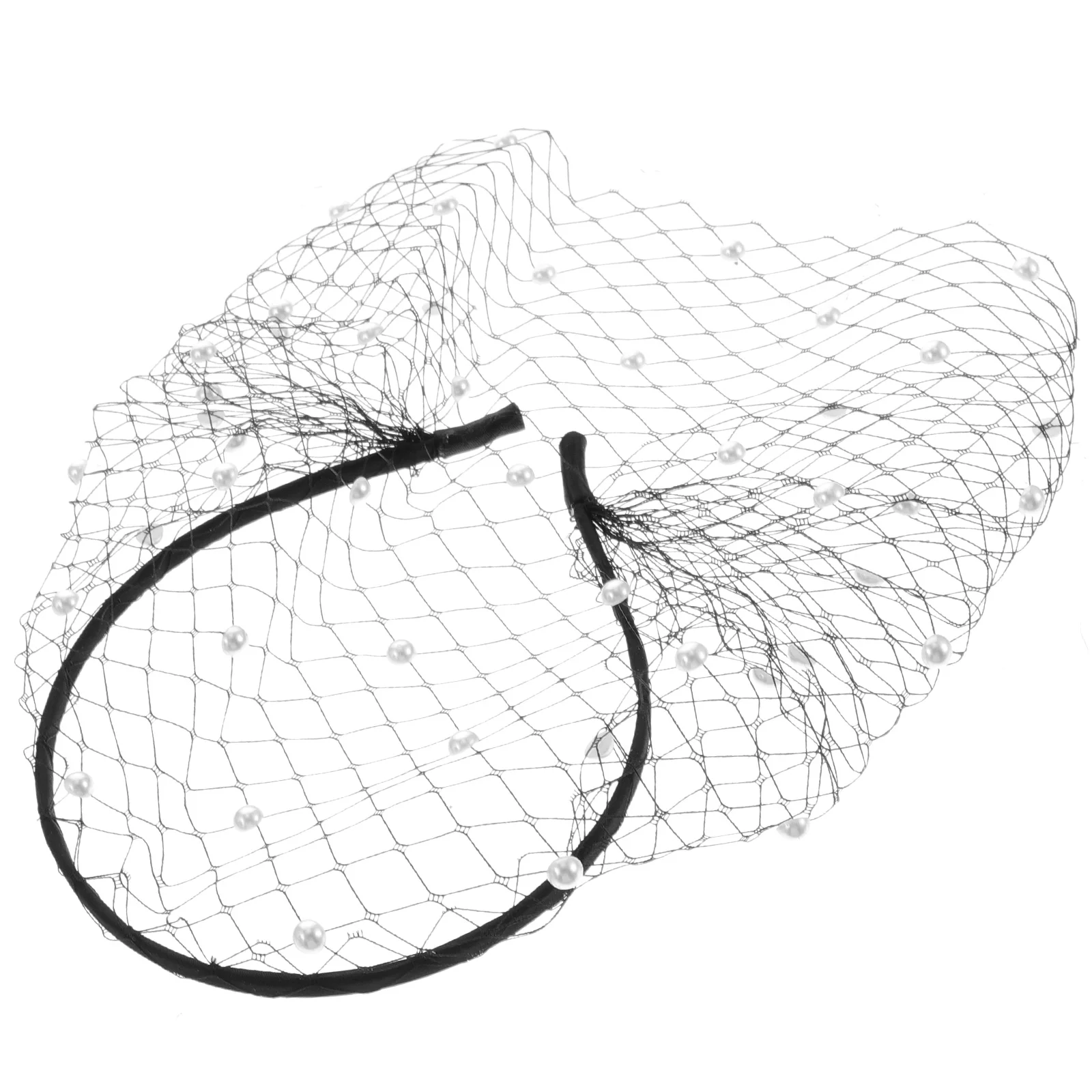 

Pearl Headband Mesh Headbands for Bride Wedding Hair Accessories Festival Outfit Sparkly Women Bridal Veil Headwear Birdcage