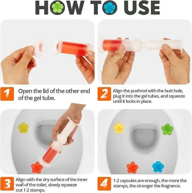Toilet cleaning gel, floral toilet bowl cleaner with small flowers, fragrant deodorant and odor-removing device, toilet bowl cleaner.
