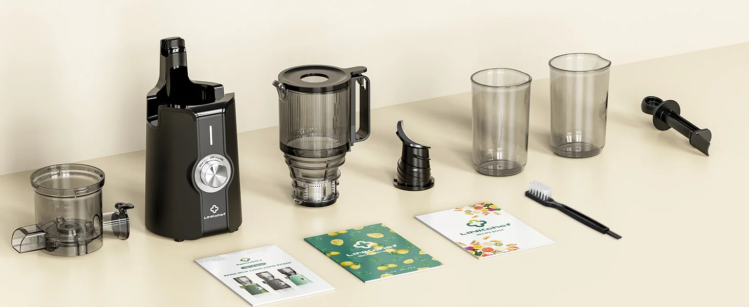 Slow Juicer Kaltpresse für ganze Früchte und Gemüse 200W Entsafter mit langsamem Pressverfahren 4,53 Zoll Durchmesser mit automatischem Schneidmechanismus BPA-frei – Detail 12