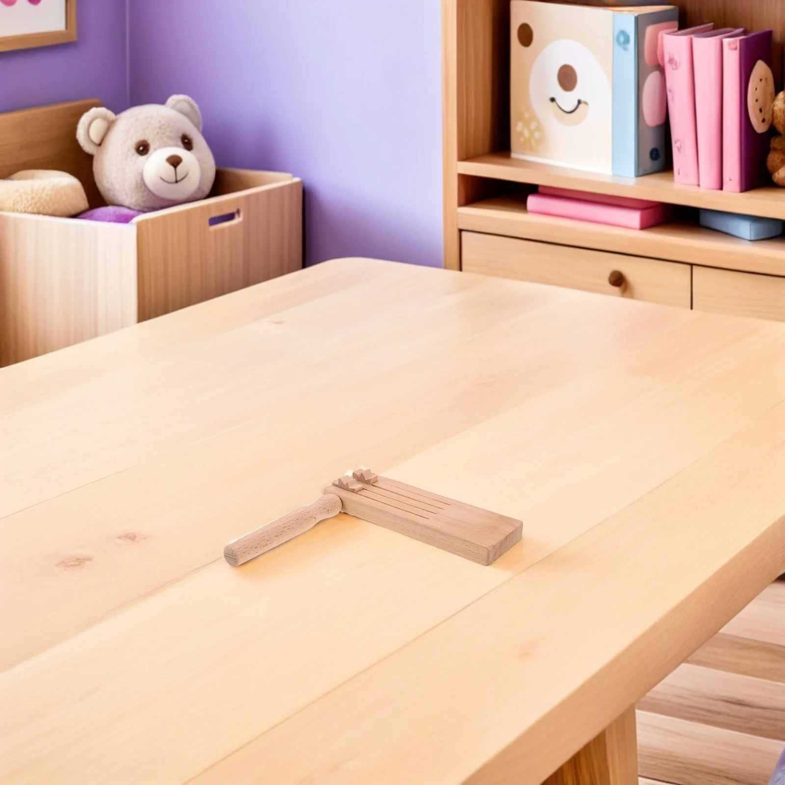 2 Buah Pembuat Suara Ratchet Berputar dari Kayu Alami dengan Struktur Dua Baris untuk Acara Olahraga Pesta Ulang Tahun Anak-Anak yang Menyenangkan dan Interaktif