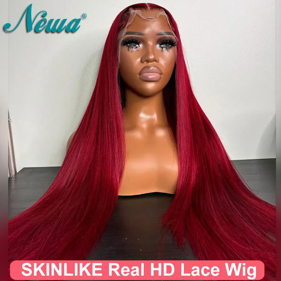 

Newa Hair Red Color 13X6 HD Lace Frontal Human Hair Wig Silky Straight Glueless Wig 9x6 HD Lace Closure Wig PrePlucked For Women