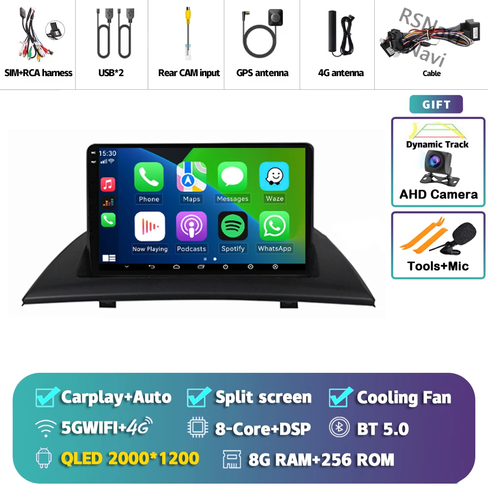 Android 15 Carplay Auto Voor BMW X3 E83 2004-2012 Autoradio GPS Speler Multimedia stereo 360 Camera navigatie Video AI Voice