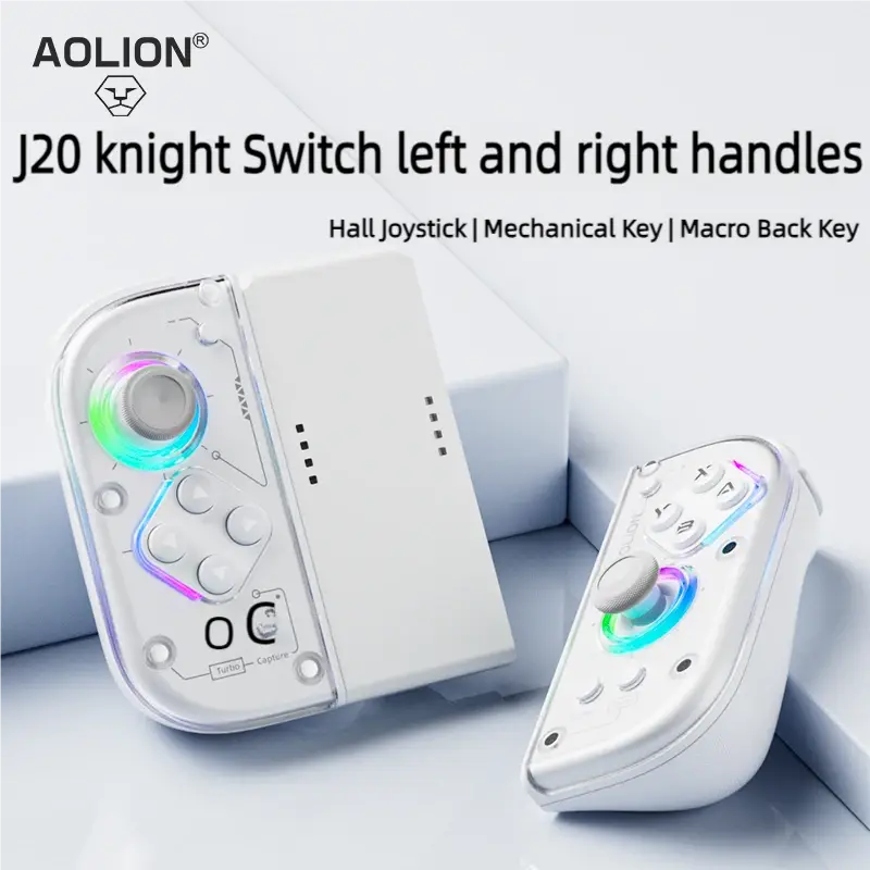 Aolion j20 cavaleiro gamepad sem fio com interruptor esquerdo e direito hall joystick sensor de movimento personalizado para ns joycon acessórios do jogo