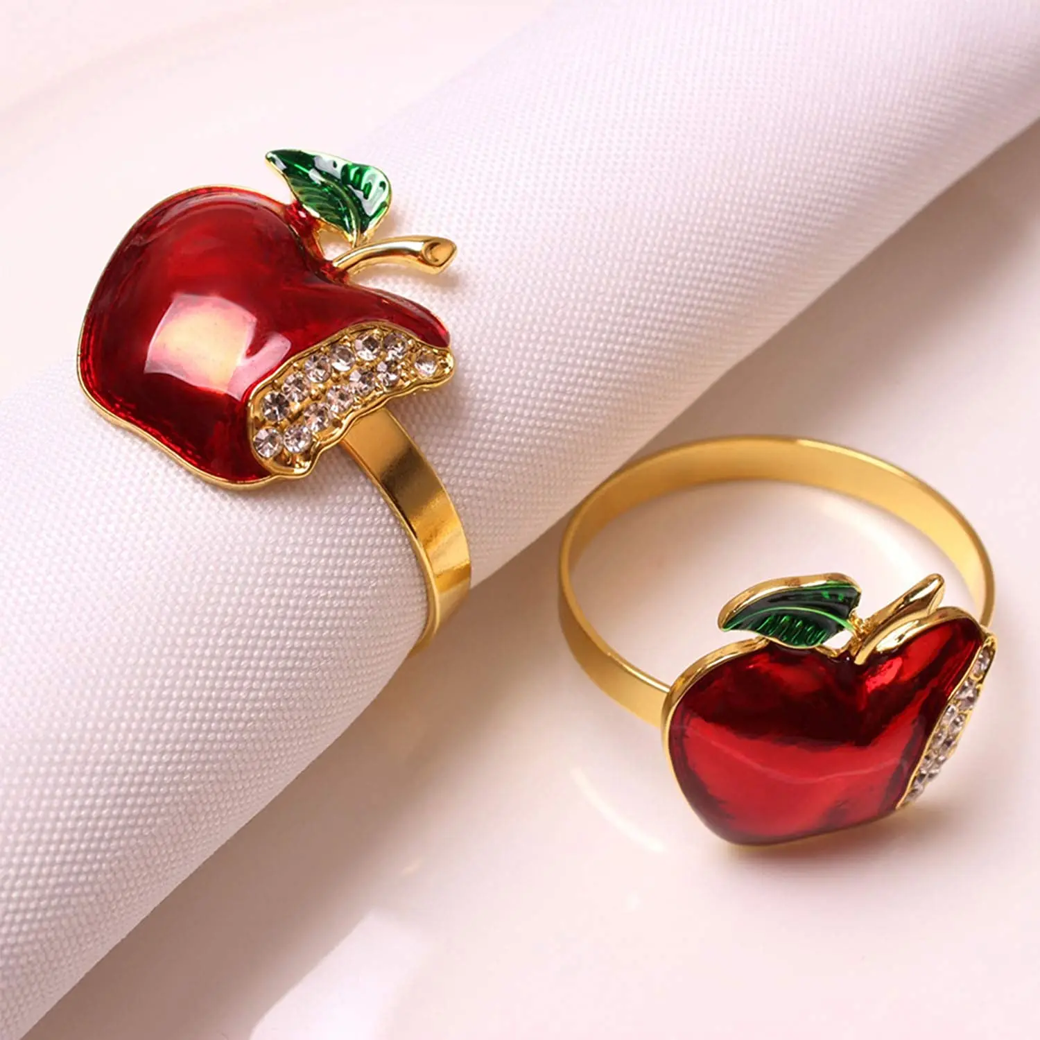 Napkin Rings Set of 6 Red Apple Napkin Ring for Wedding Dinner Party Banquet Serviette for Christmas Birthday