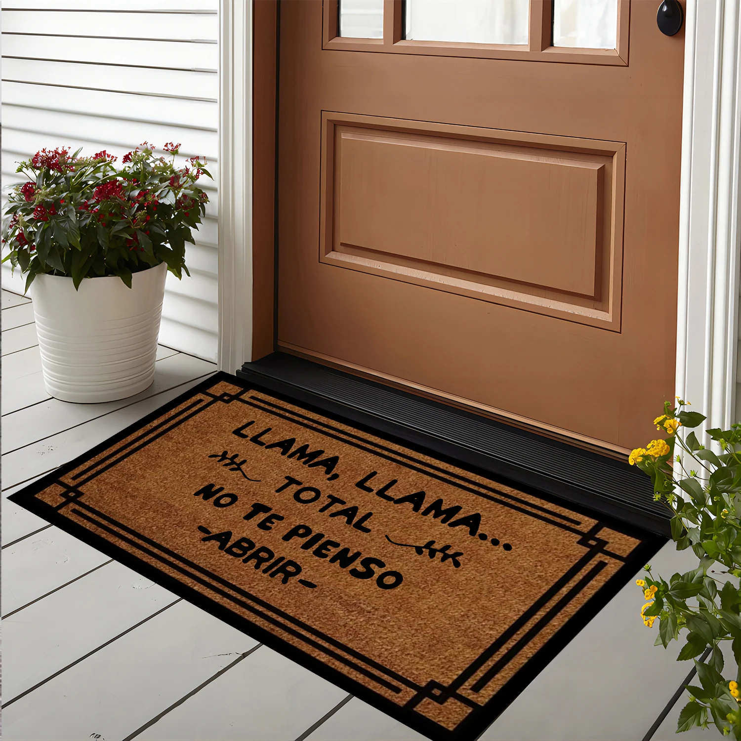 Felpudo Divertido Españo Doormat Rubber LLAMA LLAMA TOTAL NO TE PIENSO ABRIR puerta entrada exterior español Floor Welcome Mat