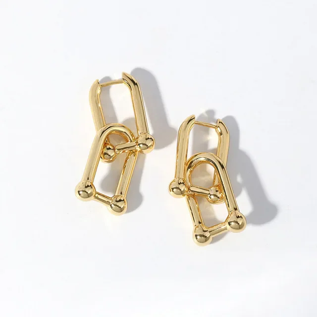 Foxanry INS Fashion Silver Color Earrings for Women Creative Simple U-Shape France Gold Plated Elegant Party Jewelry Gift