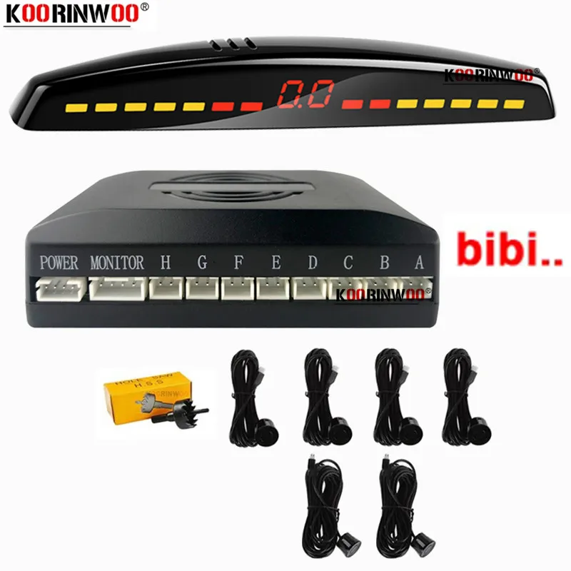 

Koorinwoo Auto Colorful LED Screen Car Parking Sensors 6 Radars 2 Front BEEP Alarm Parking Probe Parktronic Car-detector For Car