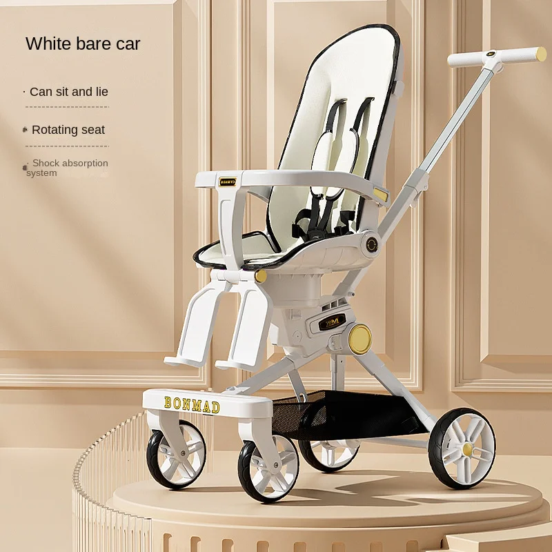 Baby Stroller 3-in-1 High Landscape Light Two-way Push Foldable Baby Stroller Anti Rollover Function Comfortable Baby Stroller