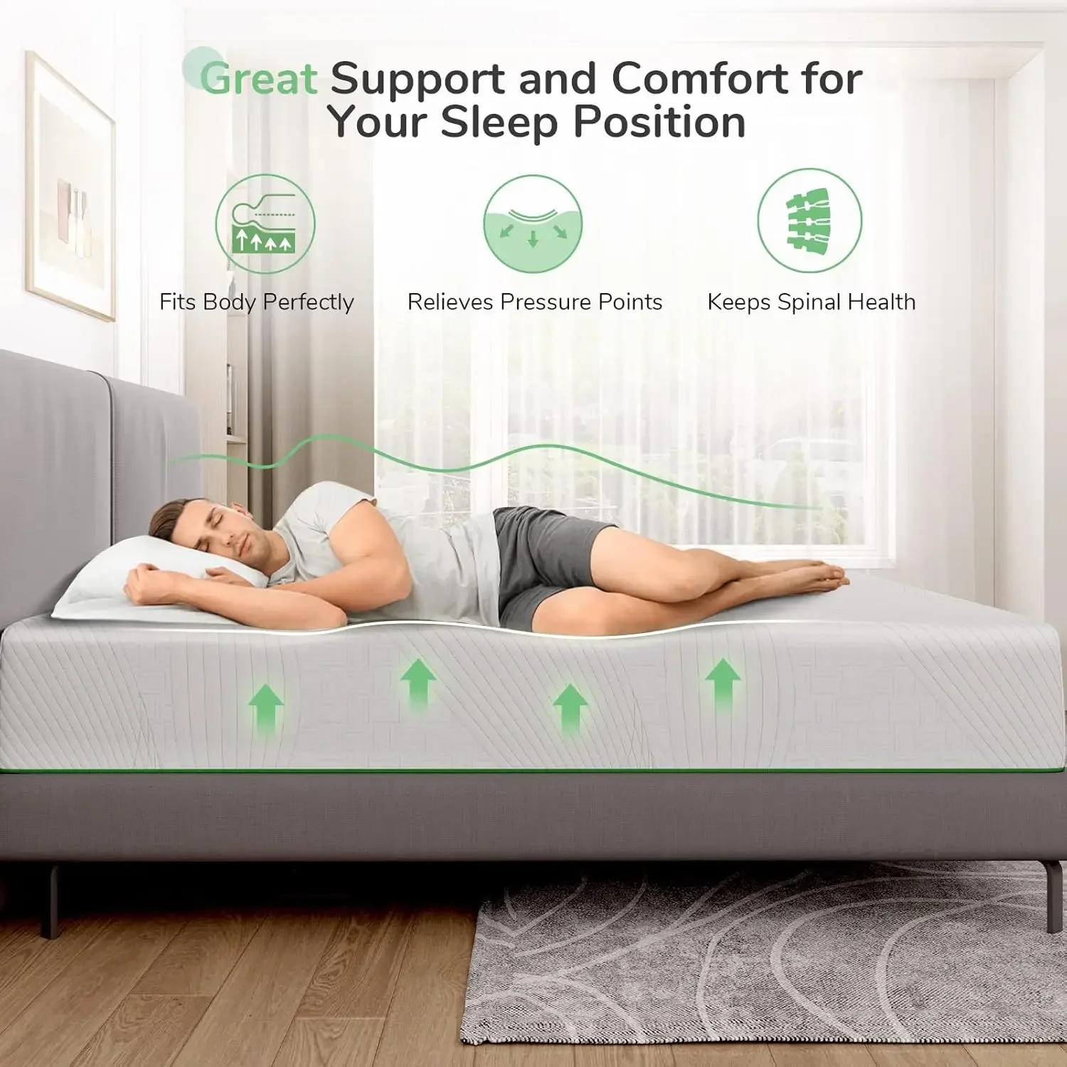 12 Inch Gel Memory Foam Mattress Cooling, Queen Size Mattress in a Box for Back Pain Relief