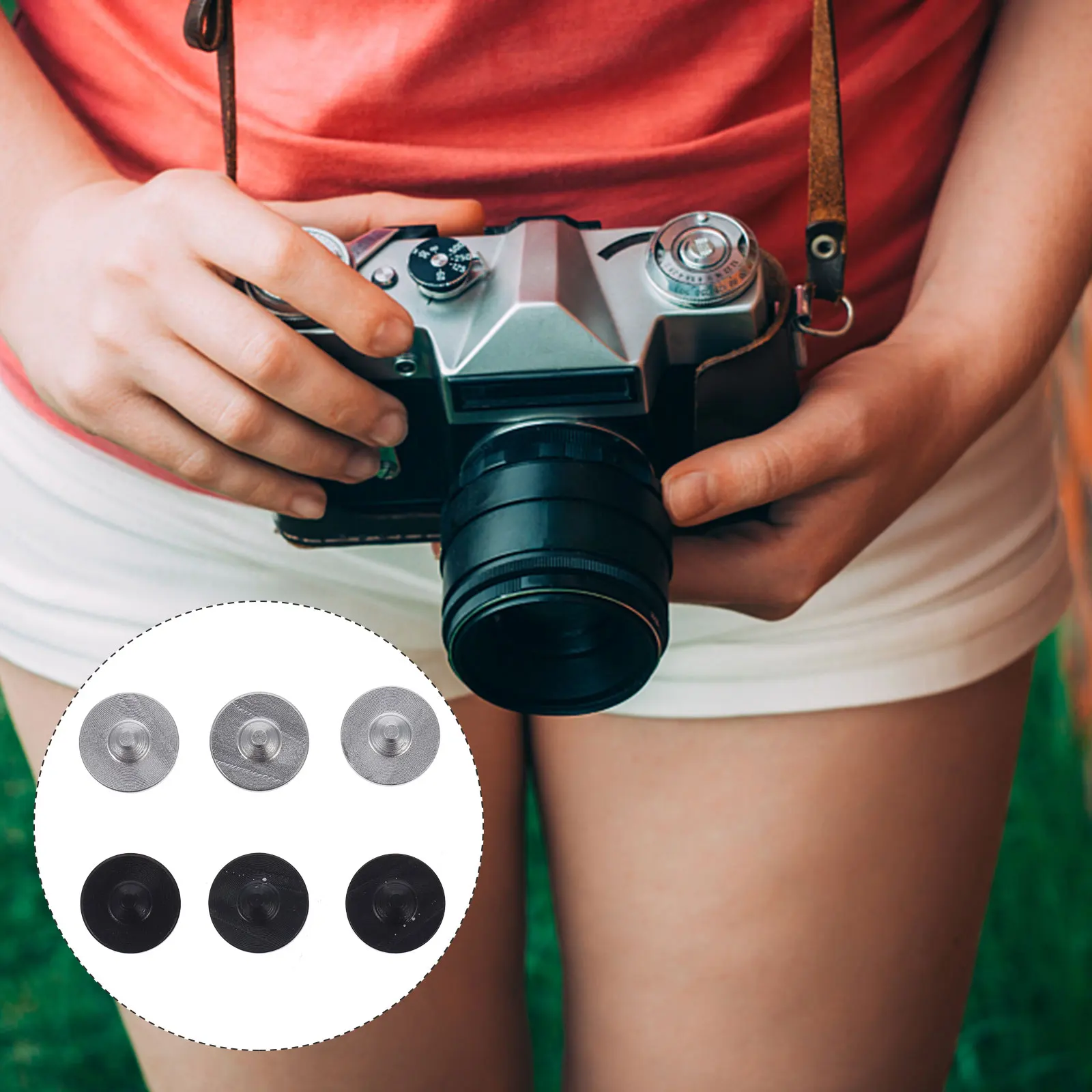 

6pcs Shutter Release Button Camera Aluminum Alloy Convex Concave Surface Replacement Durable Reliable Easy Install