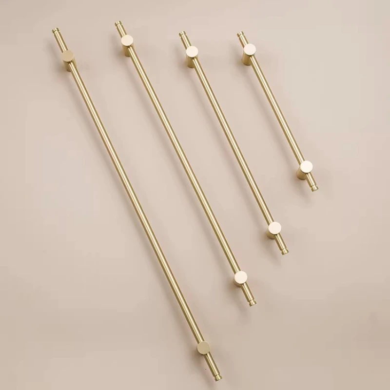 Goldene Minimalistische Lange Messing-Möbelgriffe für Kleiderschrank, Küche, Nachttisch, Schrank, Schließfach / Badezimmermöbelgriff – Detail 1