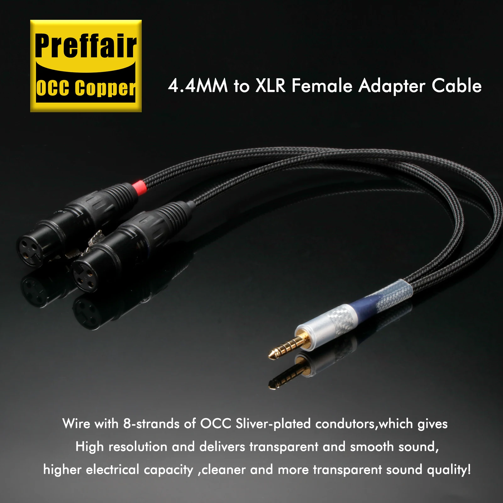 Preffair 8-adriges 4,4-mm-Stecker auf Dual 3-Pin XLR Buchse Audio-Adapterkabel für Audio-/Video-Systeme – Detail 1