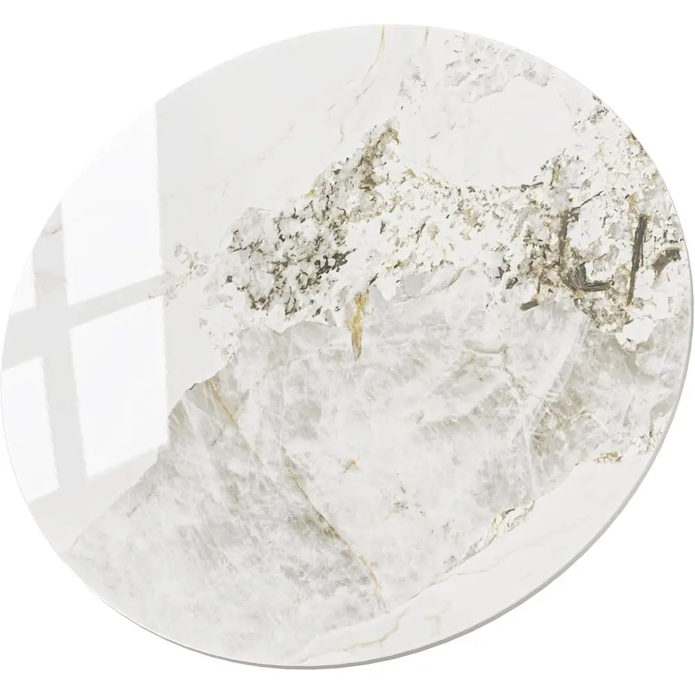 

23.6 Round Ivory Sintered Stone Table - Heat, Scratch, and Stain Resistant for Dining, Office, or Patio Use