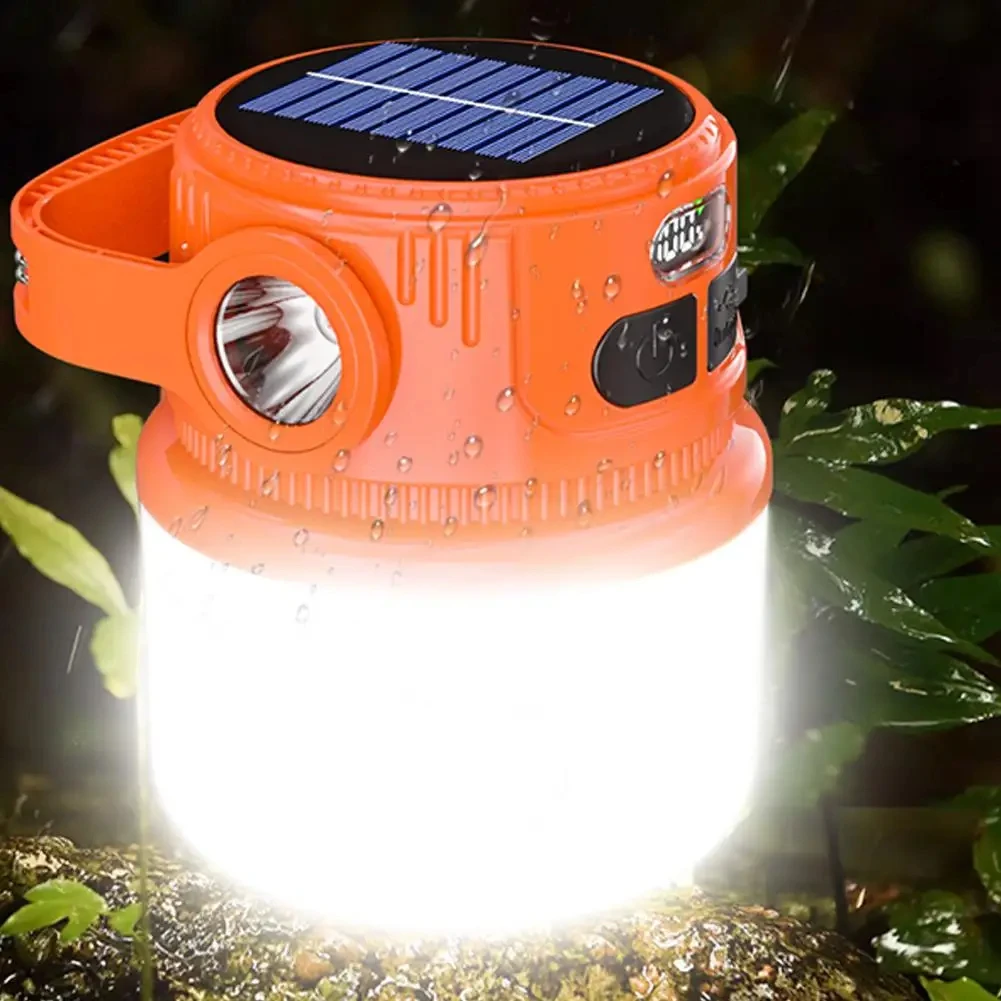 فانوس التخييم القابل لإعادة الشحن بالطاقة الشمسية، مصباح LED محمول، مصباح خيمة مقاوم للماء، خفيف الوزن في الهواء الطلق، مصباح الطوارئ المحمول #5