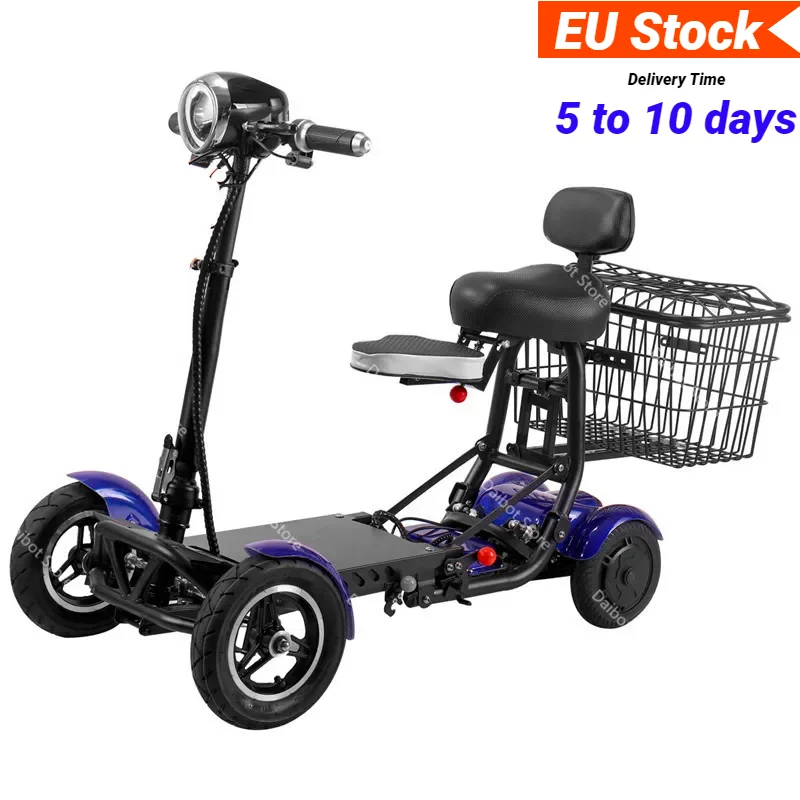 

EU STOCK 4 Wheel Parents Child Electric Scooter 2 Seats for Elderly Disabled People 36V 500W Travel Mobility Scooters Folding