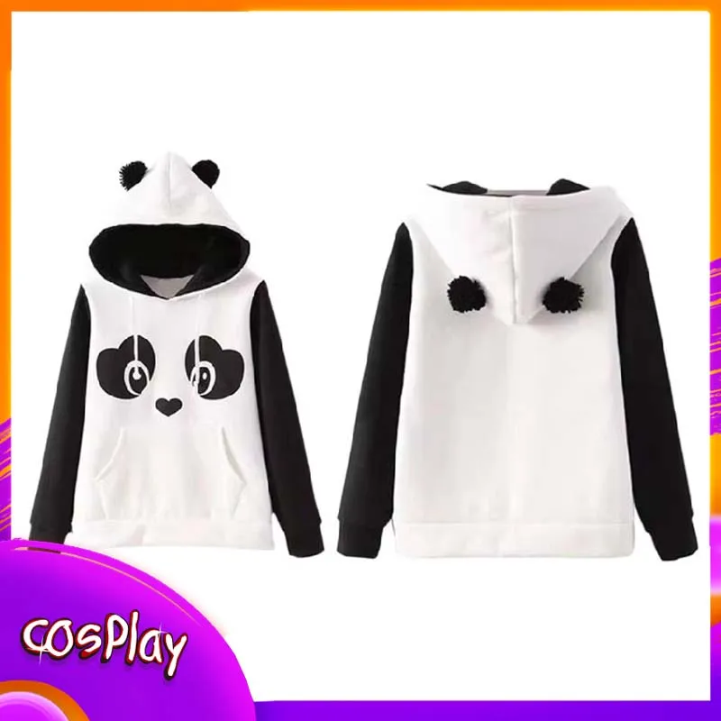 

Panda Hoodie Cartoon Print Women'S Hooded Sweatshirt Casual Fashion Long Sleeves Top Kawaii Cute Clothing Birthday X-Mas Gift