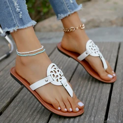 Zapatillas de exterior informales para mujer, zapatos de playa, chanclas planas, sandalias con Clip para caminar, hebilla romana, novedad de verano