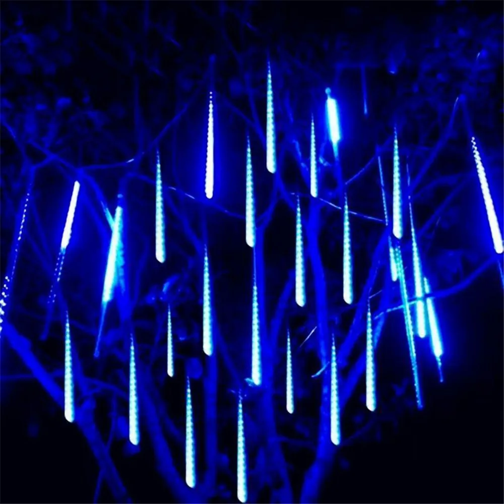 Meteor Shower Light String, Guirxiété lumineuse de Noël, Lumière dégradée, Éclairage extérieur, Décoration de jardin et de rue, 8 tubes, Prise US et EU