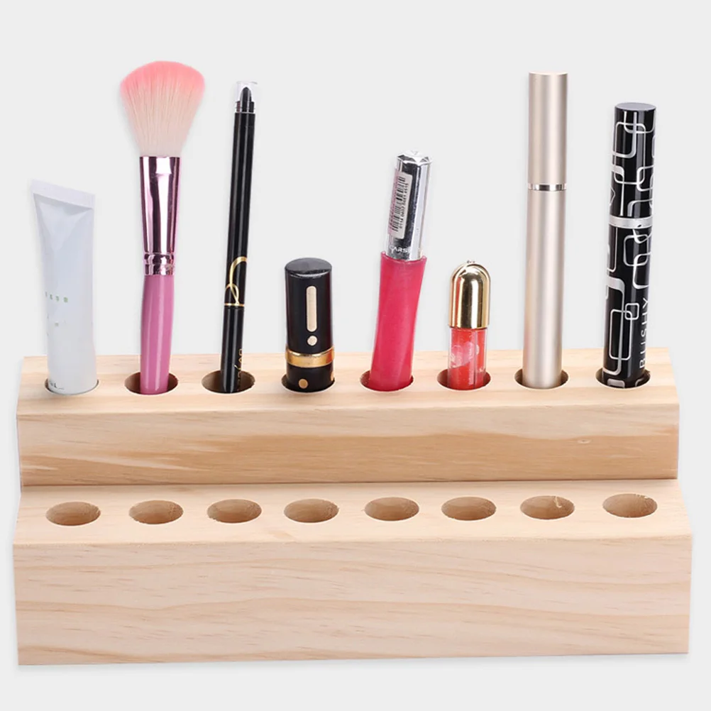 

2Pcs Lipstick Organizer Desktop Cosmetics Rack Sturdy Wooden Makeup Storage Holder for Bedroom Dresser Space Saving