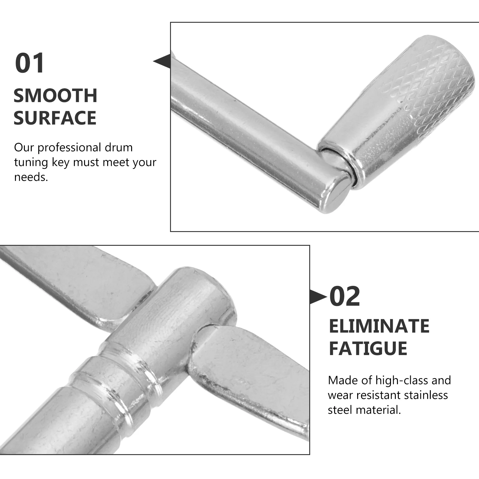 

3Pcs Drum Keys Durable Stainless Steel Drum Set Tuning Wrenches for Percussion Adjustment Repair Percussion Instrument Parts