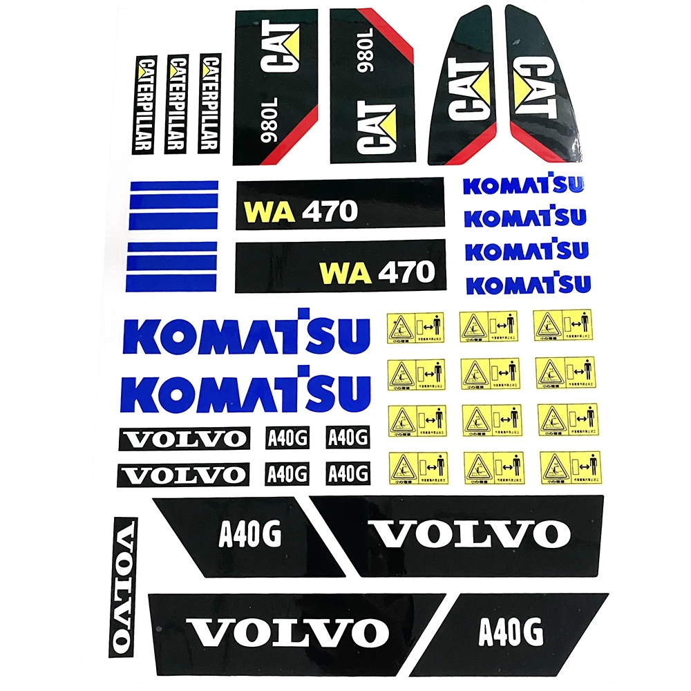 Sticker W470 980L A40G 1/14 Three-in-one Sticker Excavator Loader Construction Vehicle Decoration