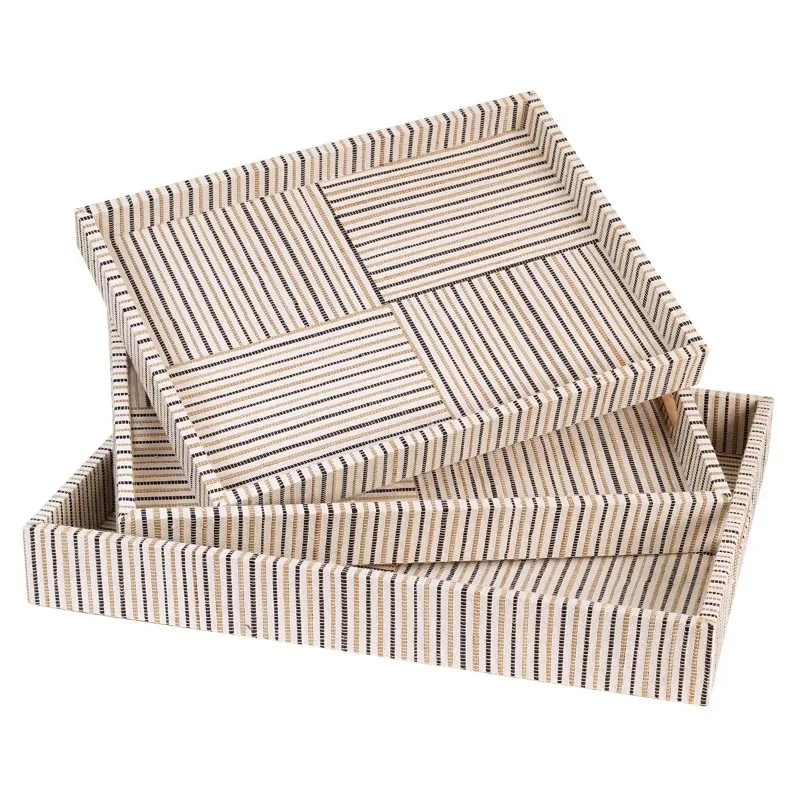 

Modern style set wooden bamboo rectangular woven decoration pallet home decoration rectangular pallet