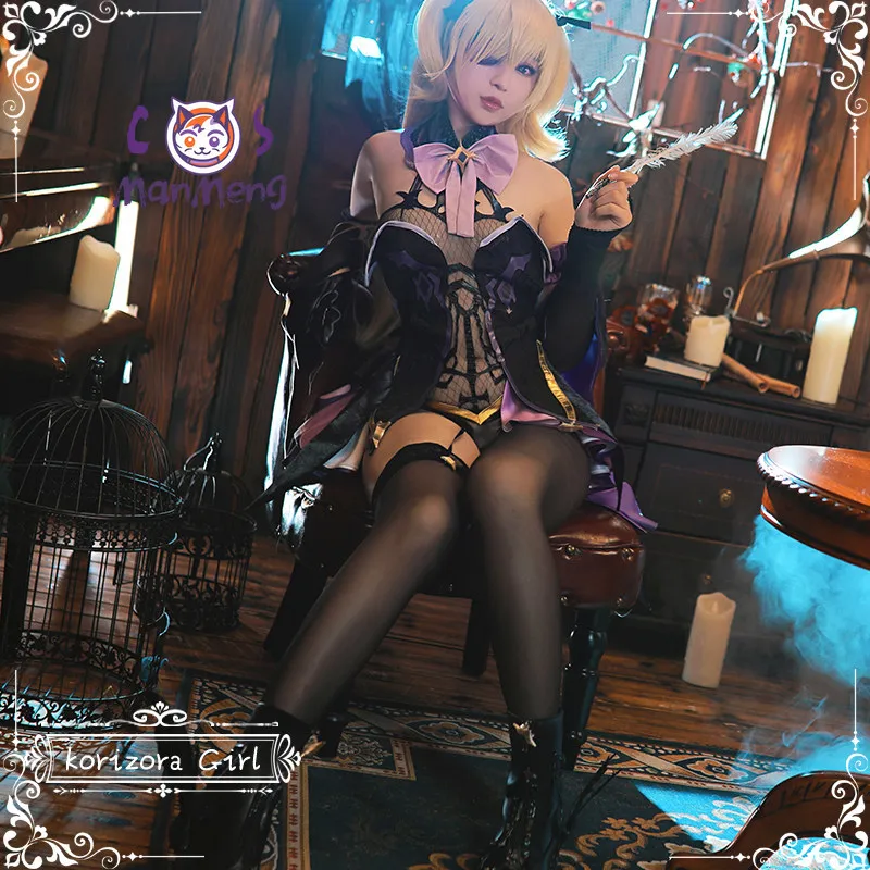 

Game Genshin Impact Fischl Cosplay Costume for Women Chinese Style Anime Halloween Game Uniform Sexy Elegant Role Play Outfits