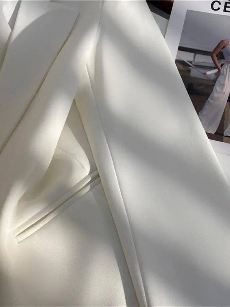 

White Suit Jaet for Women Commute Versatile Ele Sle Autumn New Arrival Cleanfit Long Sve Office Wear One Button