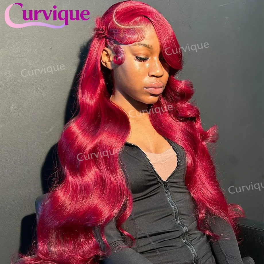 

Бордовый парик из натуральных волос 13x6 HD Lace Frontal, бразильский парик 13x4 Lace Front, плотность 220, 99J, с эффектом Body Wave, для женщин