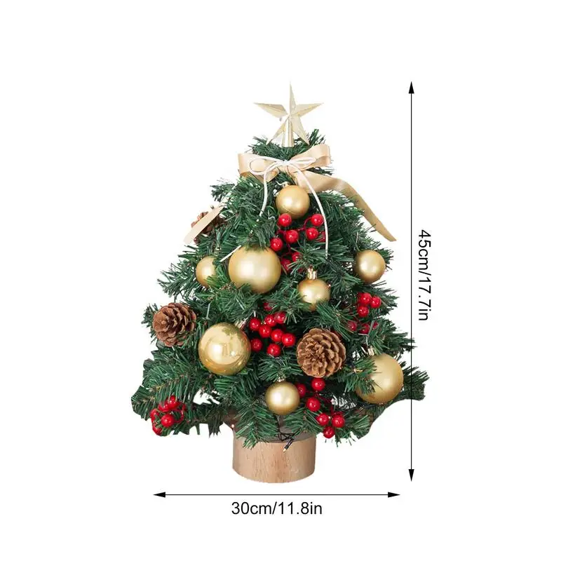 Desktop Mini Christmas Tree With Light  Small 17.7in Tabletop Christmas Tree ornament home holiday Decoration  New Year Gift