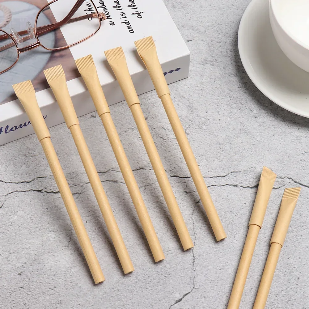 100/200 PCS Wholesale Eco Paper Ballpoint Pen Kraft Paper Pen Environmental Friendly Writing Pen School Office Supply