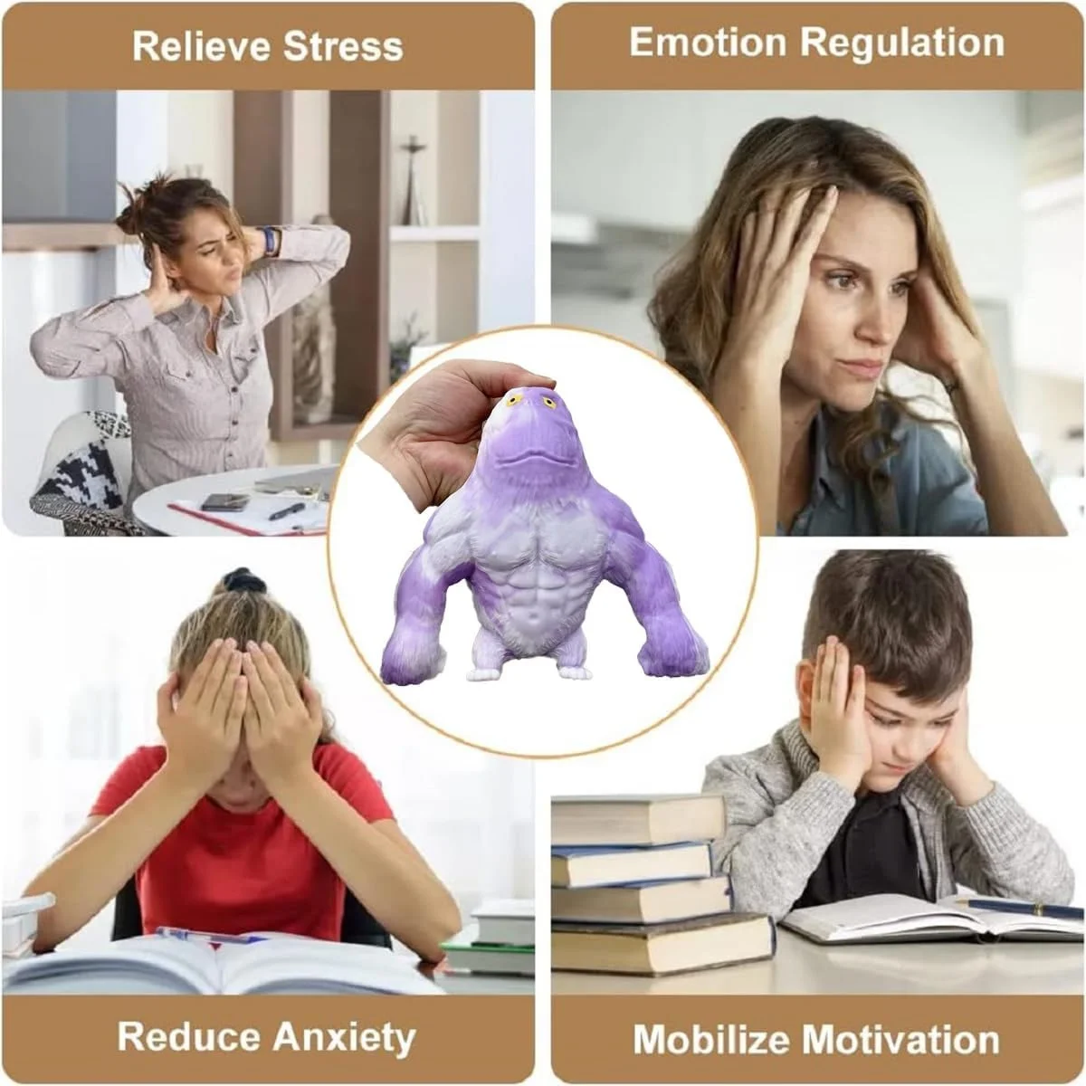 Squishy Monkey Toy Stretchy Glue-Sand Filled Rubber Gorilla Elastic Stretchable Autism Decompression Toy Adults Children Gift