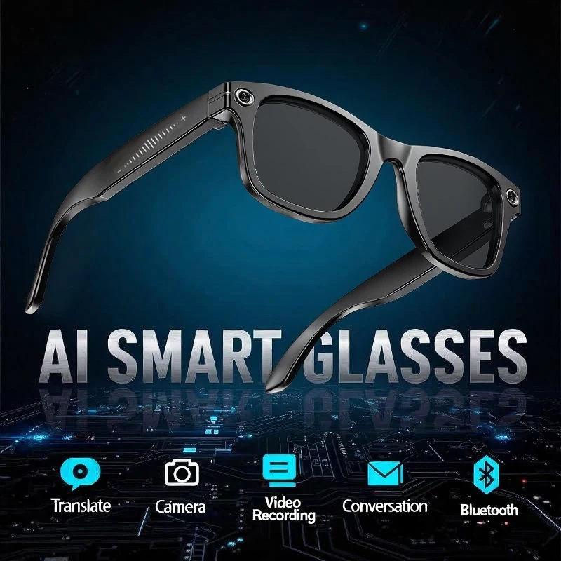 Smart AI Glasses Shooting Camera 1080HD Photo Call Translation Waterproof Bluetooth Sunglasses Touch Control Sun Glasses