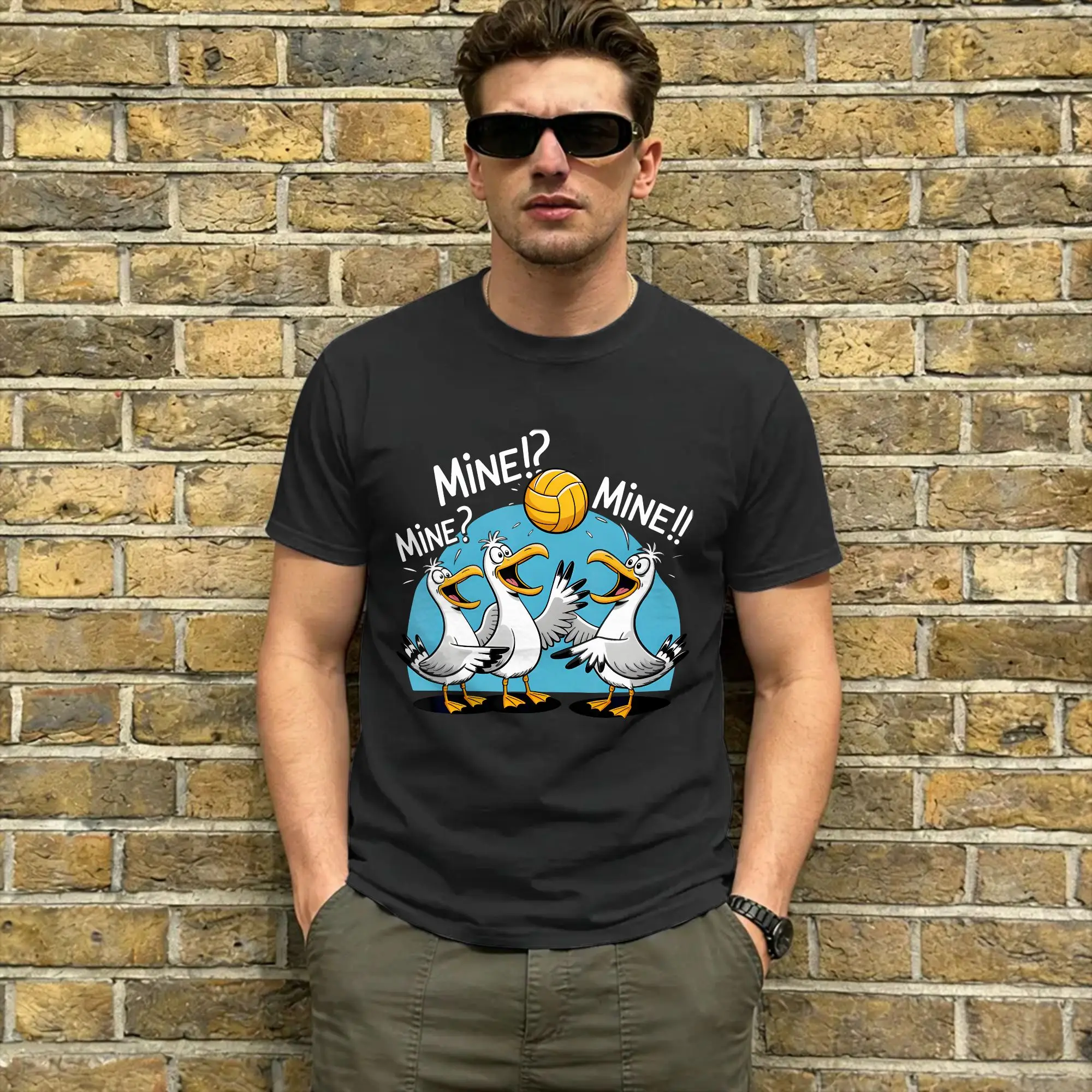 Funny Mine Seagull  T Shirt Summer  Harajuku T-Shirts Couple Cotton O Neck Plus Size Tees Short Sleeve Street Style Tops