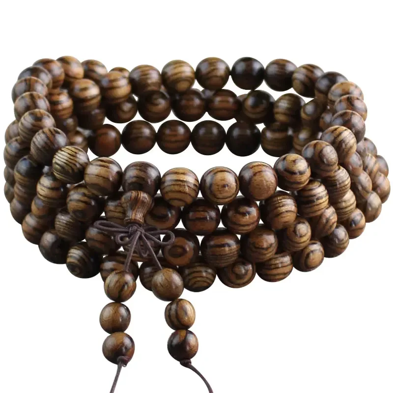 Good Tiger Skin Sandalwood Tabby Smooth Pattern High-Density Boutique 108 South American Rosewood Beads Mala