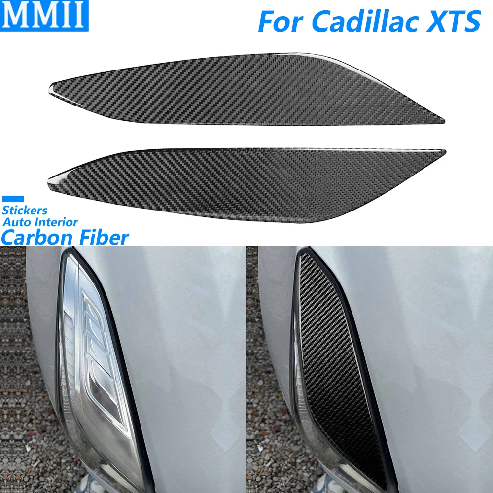 

For Cadillac XTS 2013-2019 Real Carbon Fiber Front Headlight Eyebrow Panel Decorative Cover Car Accessories Decoration Sticker