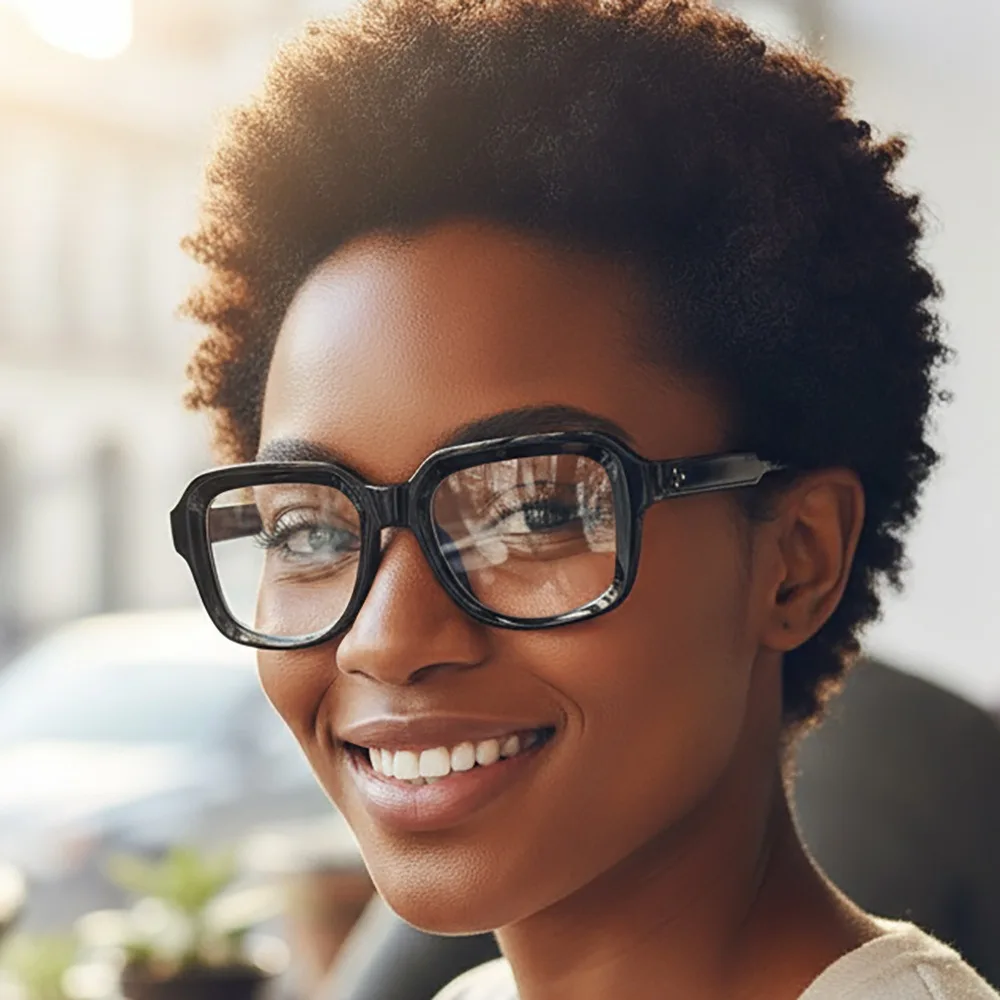 نظارات قراءة مصنوعة يدويًا للنساء، نظارات طبية مربعة لقصر النظر مع عدسات مضادة للضوء الأزرق، نظارات عصرية للنساء