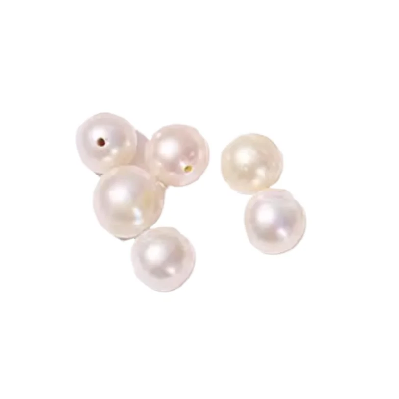 

CHARMING SOUTH SEA WHITE ROUND PEARL LOOSE PEARLS FULL DRILLED & 7-8MM & 6 PCS PEARLS