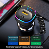 K2 Car Charger With Cable PD 65W Fast Charge 3 In 1 1.2 Meter Charging Cable USB-C For Huawei Apple Android Quick Charge