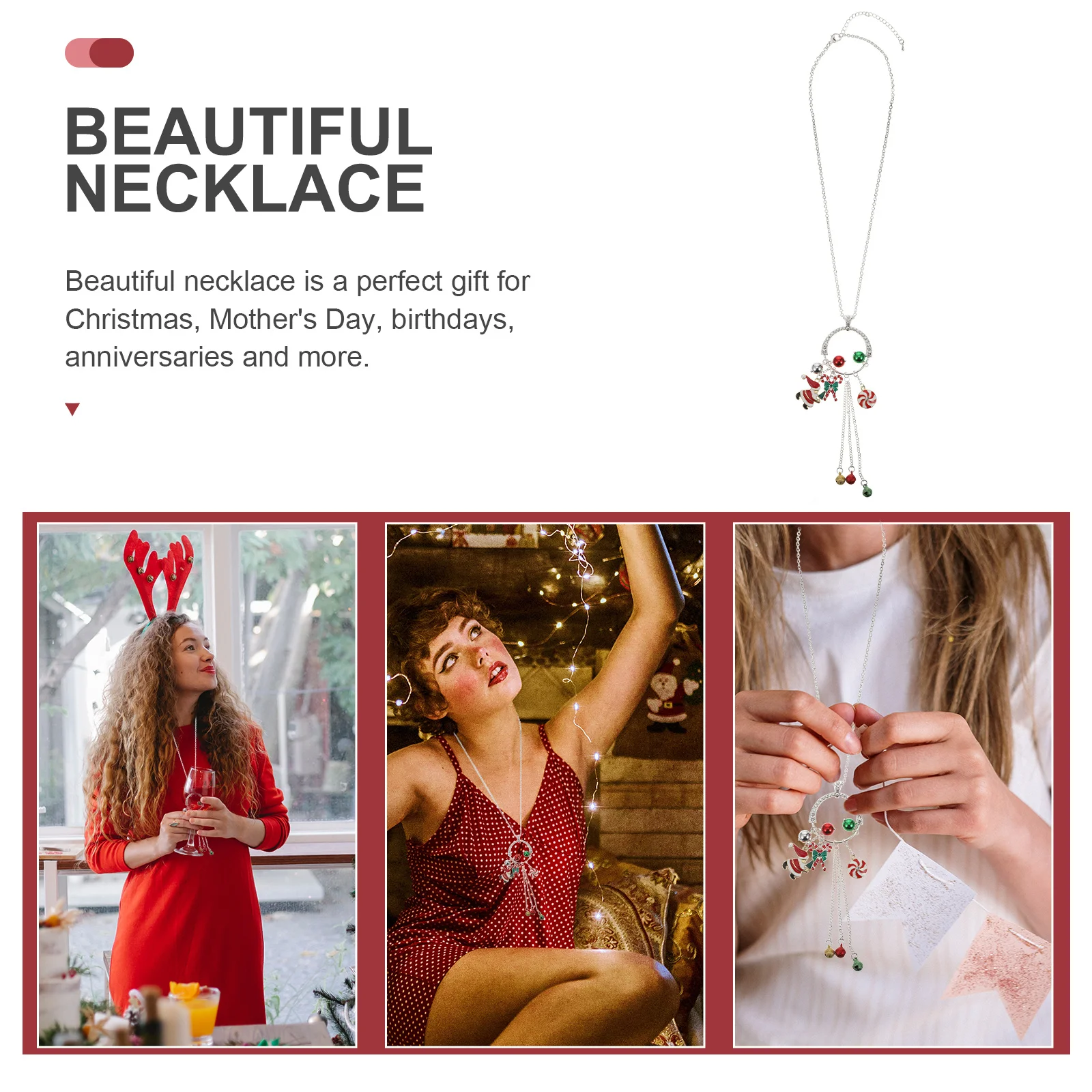 

1Pcs Santa Claus Hat Necklace Xmas Theme Alloy Pendant Necklace Christmas Gift Party Neck Accessory Neck Pendant Decor