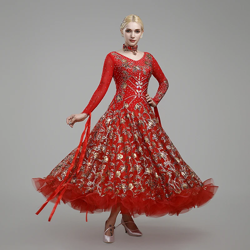 Vestido de baile moderno, traje de baile de salón, grupo de baile de salón, traje de competición de columpio grande