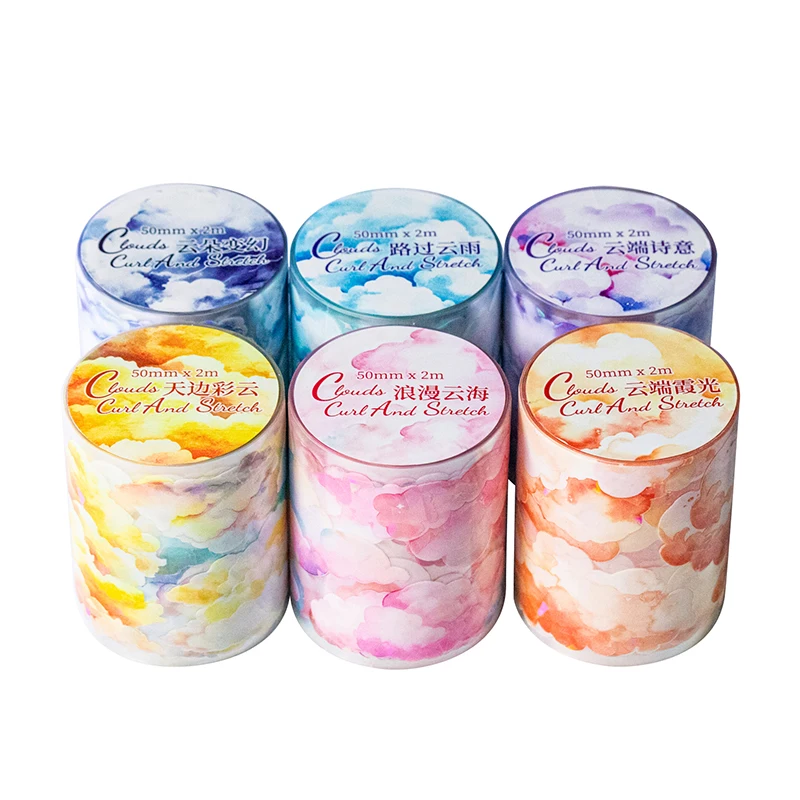 

6packs/LOT clouds billow up and fade away Series decorative fresh PET tape