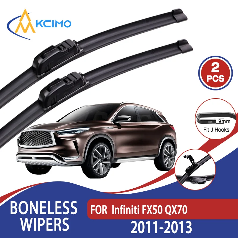 

For Infiniti FX50 QX70 2011-2013 Car Wiper U-type Soft Rubber Boneless Wiper HD Quiet Durable Automotive Wiper 24"+19"